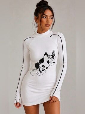 Manière De Voir Tattoo Graphic Bodycon Dress White Large